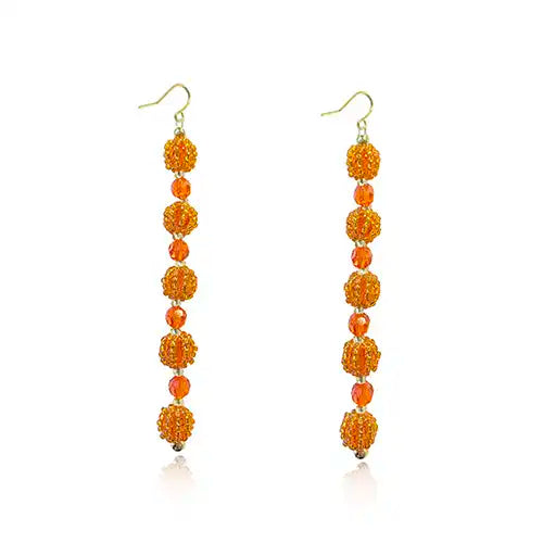 Preciosa Beads Flower Pendant Earrings on gold plated ear wires.