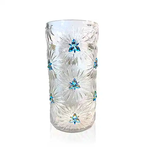 Aqua Shimmer Swarovski Flatback Crystals on a glass vase rhinestone embellishment gift idea