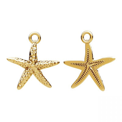 Gold Plated (24k) Sterling Silver Starfish Charm - Bluestreak Crystals