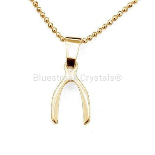 Gold Plated (24k) Sterling Silver Wishbone Charm-Findings For Jewellery-14mm - Pack of 1-Bluestreak Crystals
