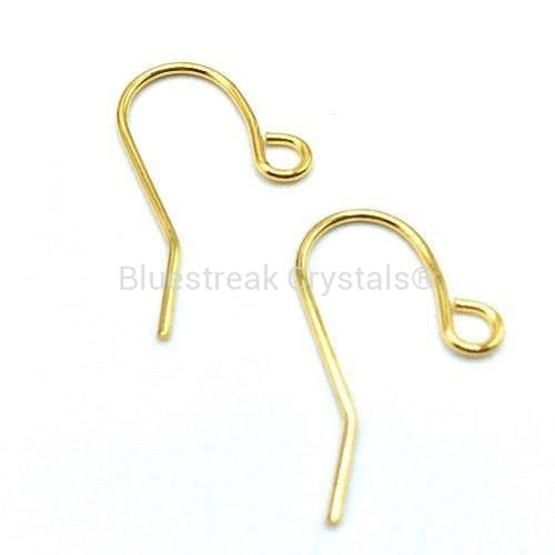 Gold Plated Shepherds Crook Earwires-Findings For Jewellery-14mm - Pack of 10 Pairs-Bluestreak Crystals