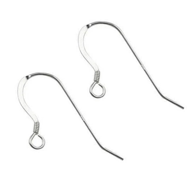 blue moon findings ear wire metal fish hook rhinestone silver Sterling Silver (925) Fish Hook Ear Wires