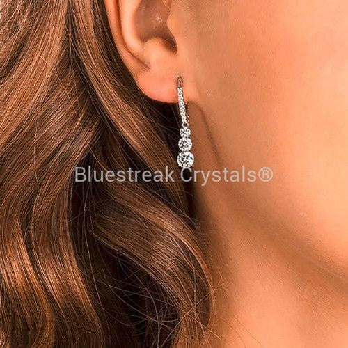 Swarovski Attract Trilogy Hoop Earrings Round Cut White Rhodium Plated-Swarovski Jewellery-Bluestreak Crystals