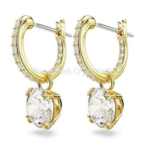 Swarovski Constella Drop Earrings Round Cut White Gold-Tone Plated-Swarovski Jewellery-Bluestreak Crystals