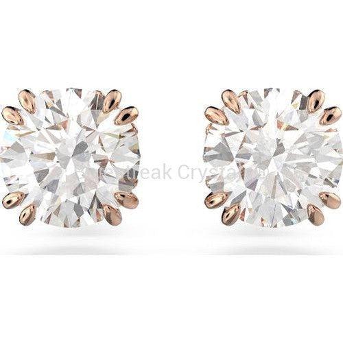 Swarovski Constella Stud Earrings Round Cut White Rose Gold-Tone Plated-Swarovski Jewellery-Bluestreak Crystals