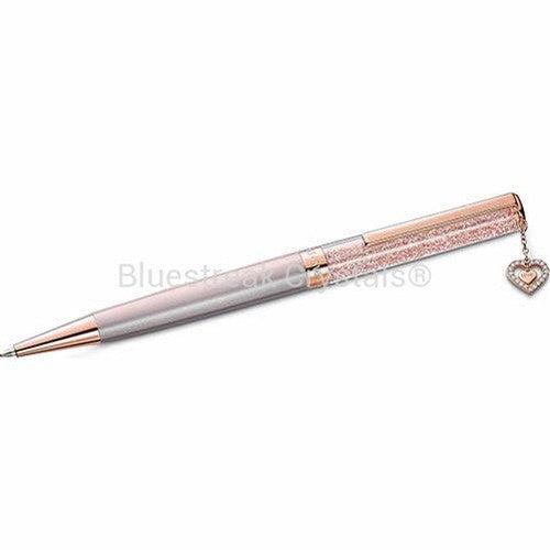 Swarovski Crystalline Ballpoint Pen Heart Rose Gold Tone Pink Lacquered-Swarovski Accessories-Bluestreak Crystals