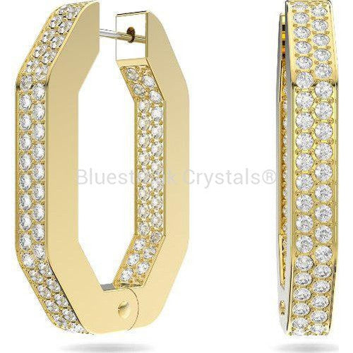 Swarovski Dextera Hoop Earrings Octagon Medium White Gold-Tone Plated-Swarovski Jewellery-Bluestreak Crystals