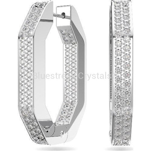 Swarovski Dextera Hoop Earrings Octagon Medium White Rhodium Plated-Swarovski Jewellery-Bluestreak Crystals