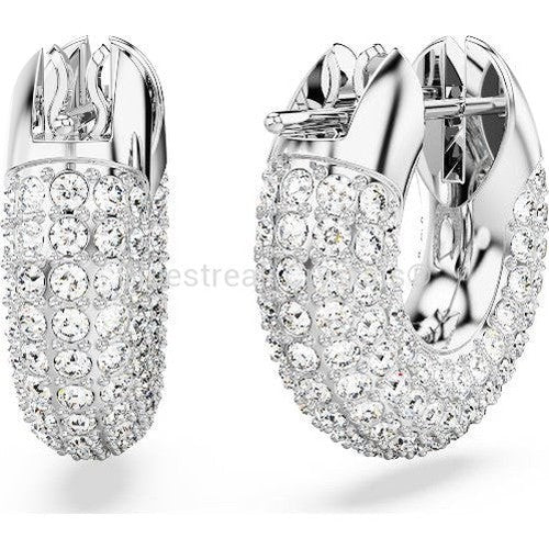 Swarovski Dextera Hoop Earrings Small White Rhodium Plated-Swarovski Jewellery-Bluestreak Crystals