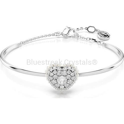 Swarovski Hyperbola Bangle Heart White Rhodium Plated-Swarovski Jewellery-Bluestreak Crystals