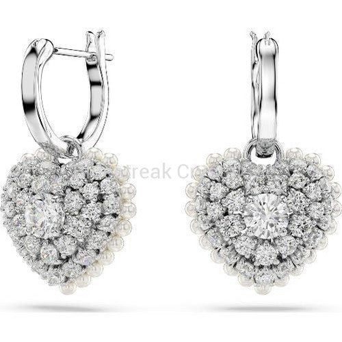 Swarovski Hyperbola Drop Earrings Heart White Rhodium Plated-Swarovski Jewellery-Bluestreak Crystals