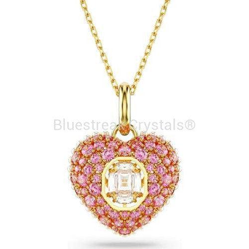 Swarovski Hyperbola Pendant Heart Pink Gold-Tone Plated-Swarovski Jewellery-Bluestreak Crystals