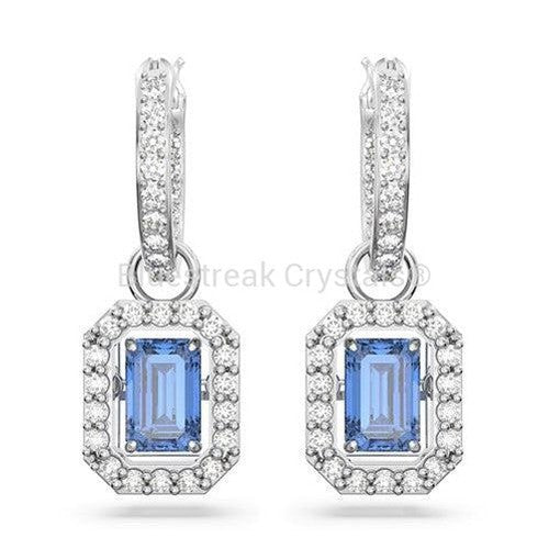 Swarovski Millenia Drop Earrings Octagon Cut Pave Blue Rhodium Plated-Swarovski Jewellery-Bluestreak Crystals