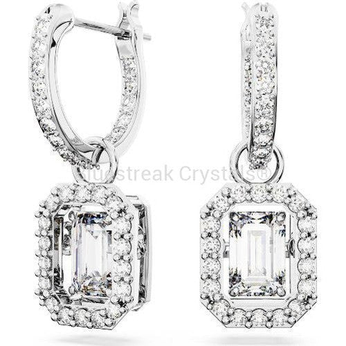 Swarovski Millenia Drop Earrings Octagon Cut Pave White Rhodium Plated-Swarovski Jewellery-Bluestreak Crystals