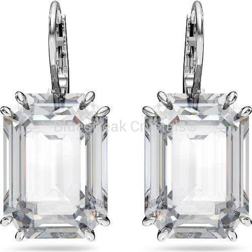 Swarovski Millenia Drop Earrings Octagon Cut White Rhodium Plated-Swarovski Jewellery-Bluestreak Crystals