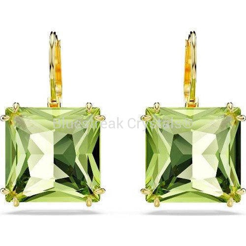 Swarovski Millenia Drop Earrings Square Cut Green Gold-Tone Plated-Swarovski Jewellery-Bluestreak Crystals