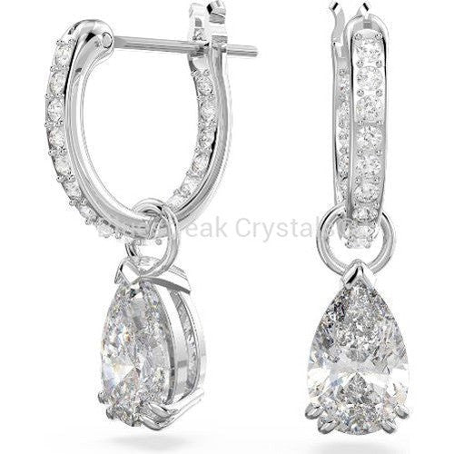 Swarovski Millenia Hoop Earrings Pear Cut White Rhodium Plated-Swarovski Jewellery-Bluestreak Crystals