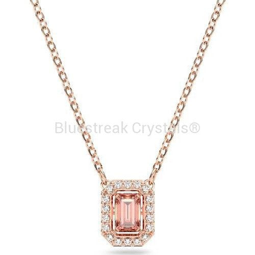 Swarovski Millenia Necklace Octagon Cut Pave Pink Rose Gold-Tone Plated-Swarovski Jewellery-Bluestreak Crystals