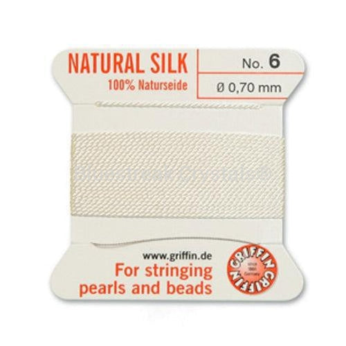 Griffin Silk Thread White-Threads-Size 6 (0.7mm) - Pack of 1-Bluestreak Crystals