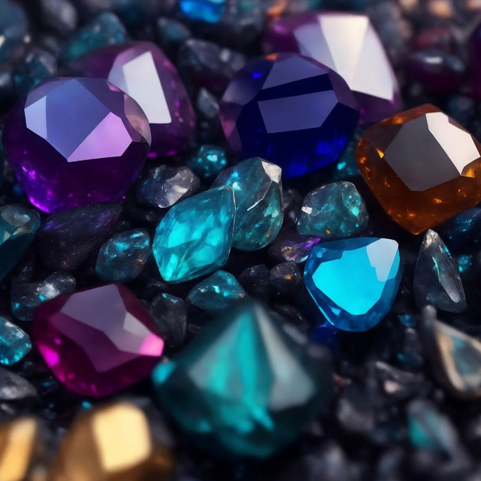 different coloured crystals