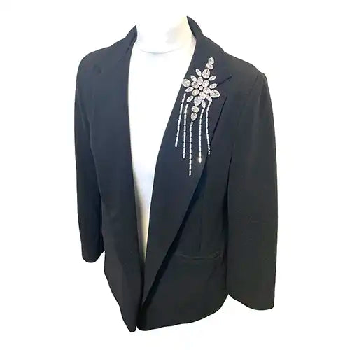 Star design made from Preciosa crystals sewn onto a black jacket 