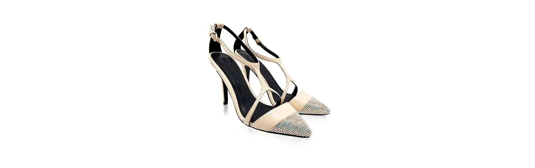 nude high heel shoes rhinestone embellished with Preciosa Crystals from Bluestreak Crystals.