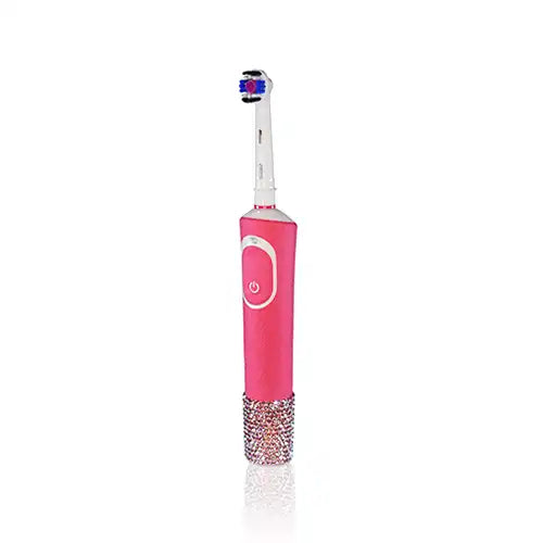 Light Rose AB Serinity Flatback Crystals on an electric toothbrush rhinestone embellishment