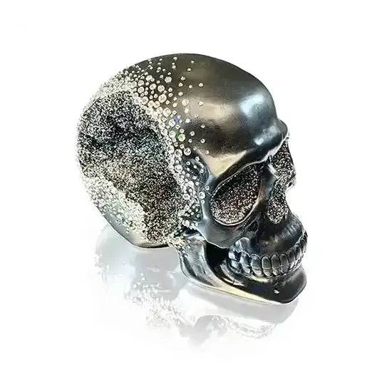 Black Halloween skull rhinestone embellishment with Swarovski Crystals