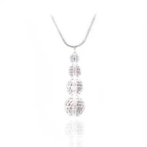 Serinity Crystals disco ball bead tiered silver plated necklace
