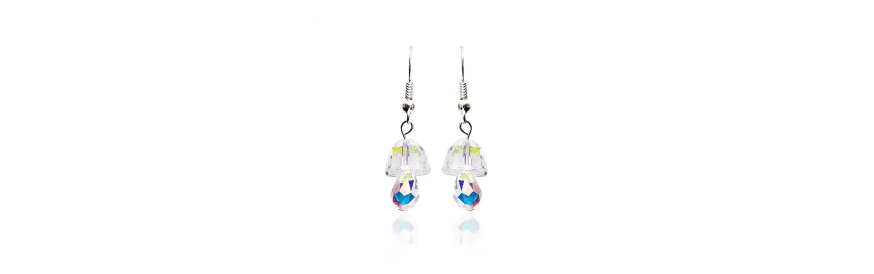 Swarovski Crystals mushroom beaded earrings on silver plated ear wires.