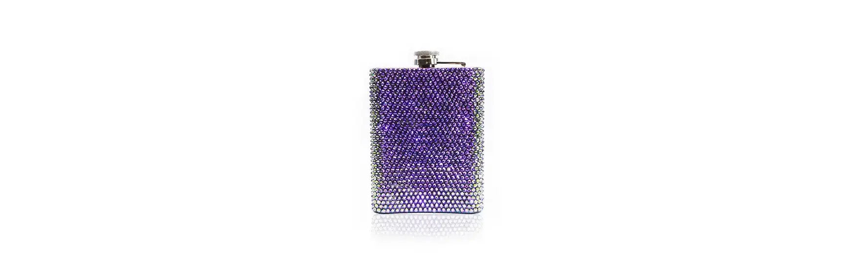 Hip flask covered in Swarovski Rhinestones in Crystal Paradise Shine