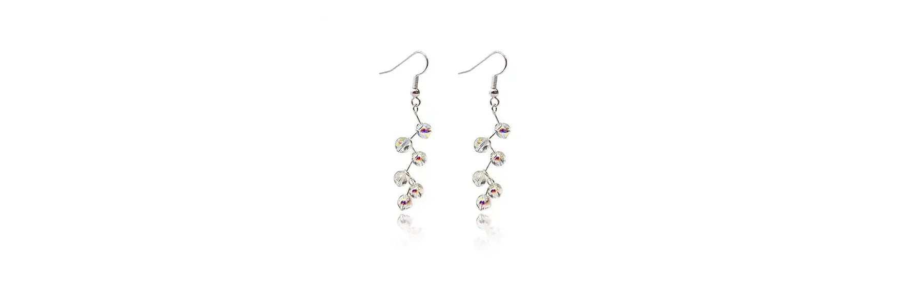 Swarovski Crystals daisy chain beaded earrings on silver plated ear wires.