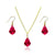 Swarovski Crystals Ruby Pendant necklace and earrings set with Gold Trace Chain Necklace, Gold Plated Stirrup Bail, and Gold-Plated fishhook ear wires from Bluestreak Crystals  