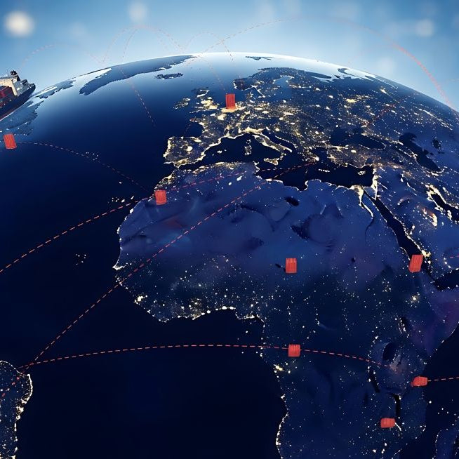 Global Shipping Network Cargo Ship Navigating a Worldwide Logistics System