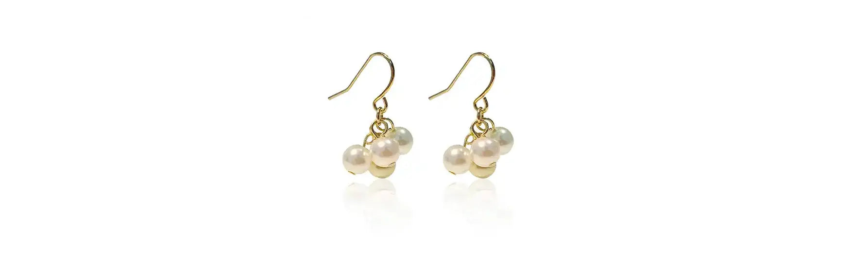handmade pearl cluster earrings with Estella Pearls and gold plated ear wires from Bluestreak Crsytals.