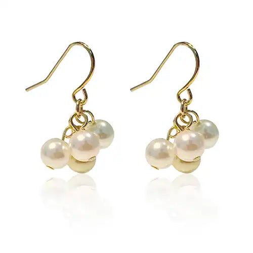 handmade pearl cluster earrings with Estella Pearls and gold plated ear wires from Bluestreak Crsytals.