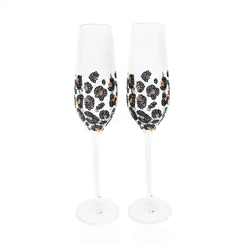 Leopard Print Champagne Flutes Rhinestones Project