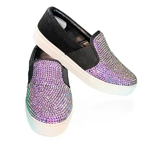 shoes rhinestones embellished using Vitrail Light Preciosa Crystals from Bluestreak Crystals.