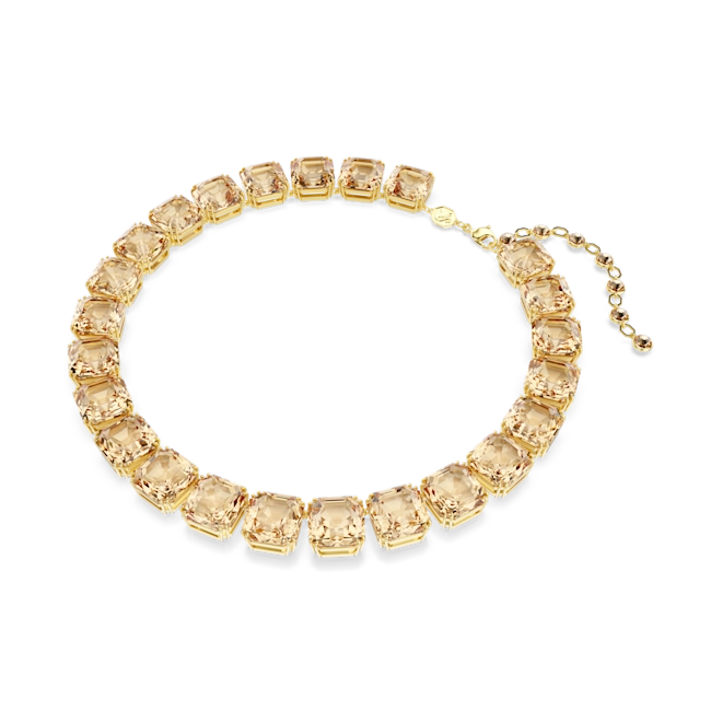 Swarovski Millenia Tennis Necklace Octagon Cut Caramel Gold-Tone Plated