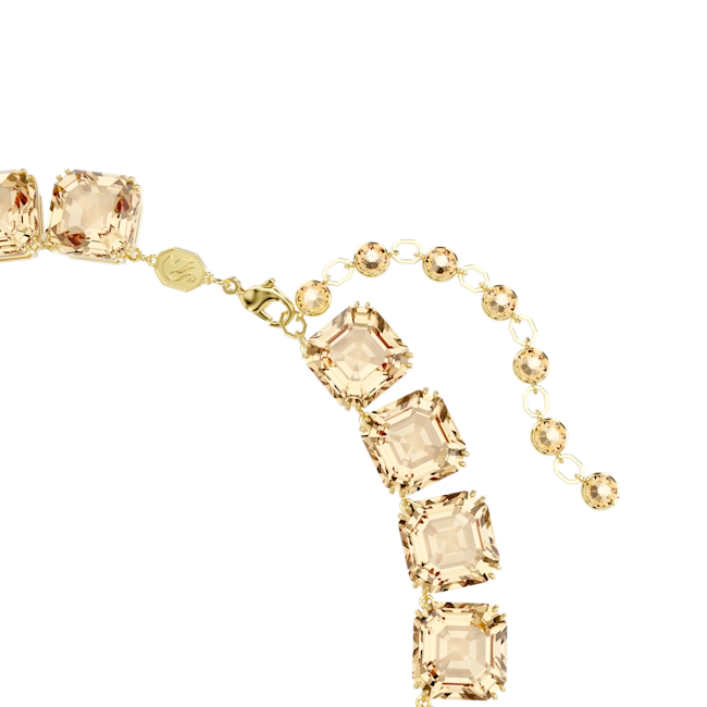 Swarovski Millenia Tennis Necklace Octagon Cut Caramel Gold-Tone Plated