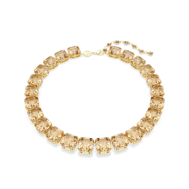 Swarovski Millenia Tennis Necklace Octagon Cut Caramel Gold-Tone Plated