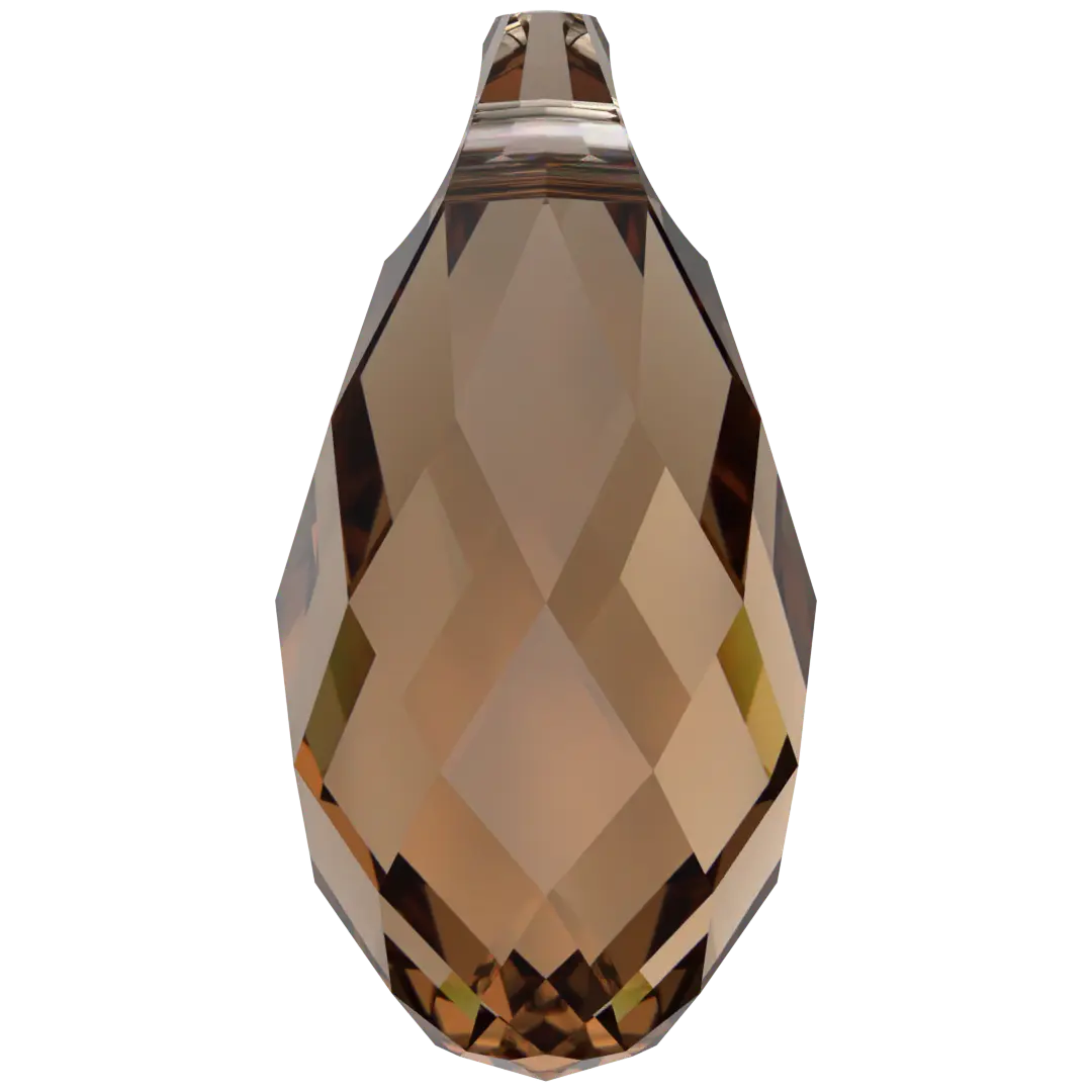 Swarovski Pendants Briolette (6010) Recreated Light Smoked Topaz