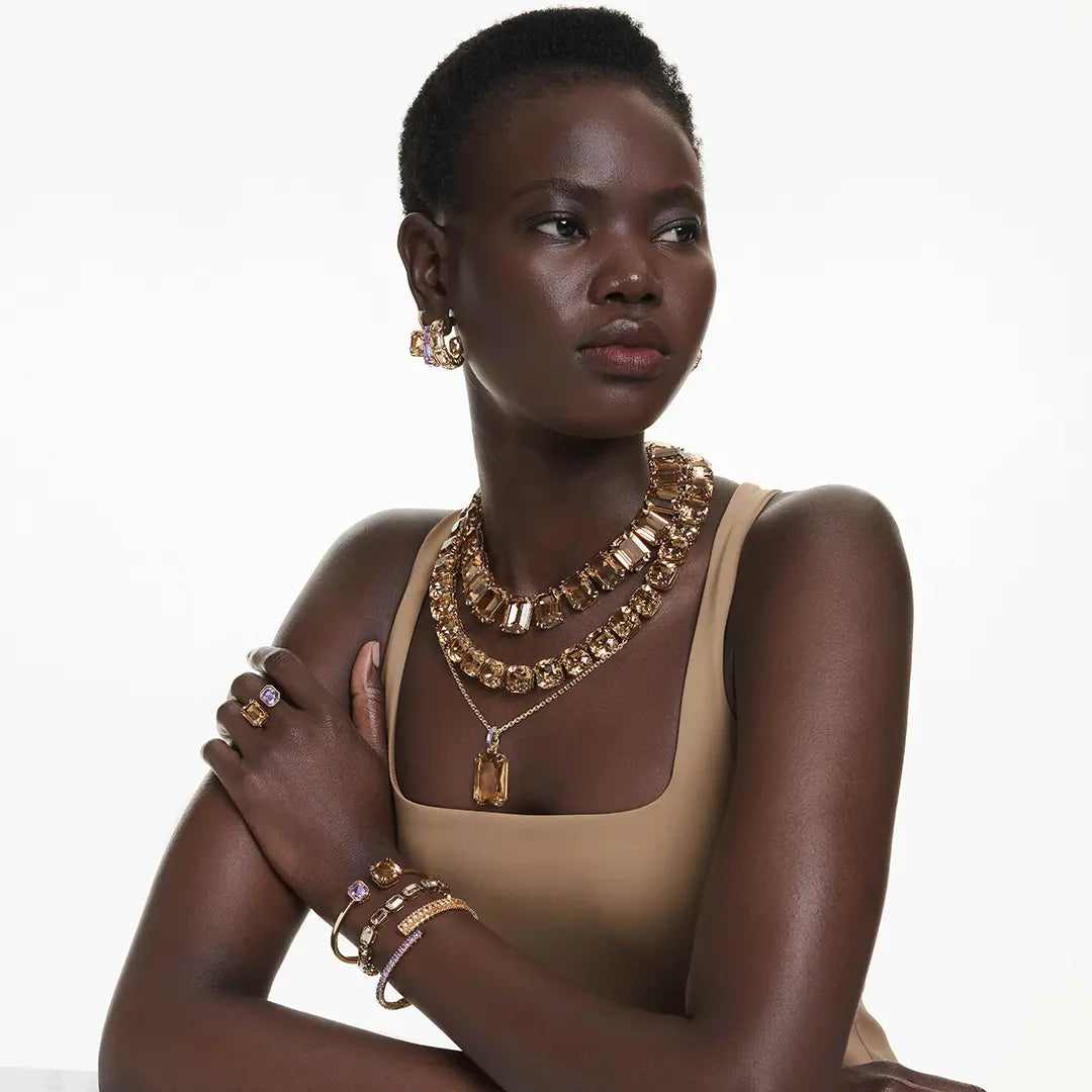 Swarovski Millenia Hoop Earrings Mixed Cuts Multicolored Gold-Tone Plated