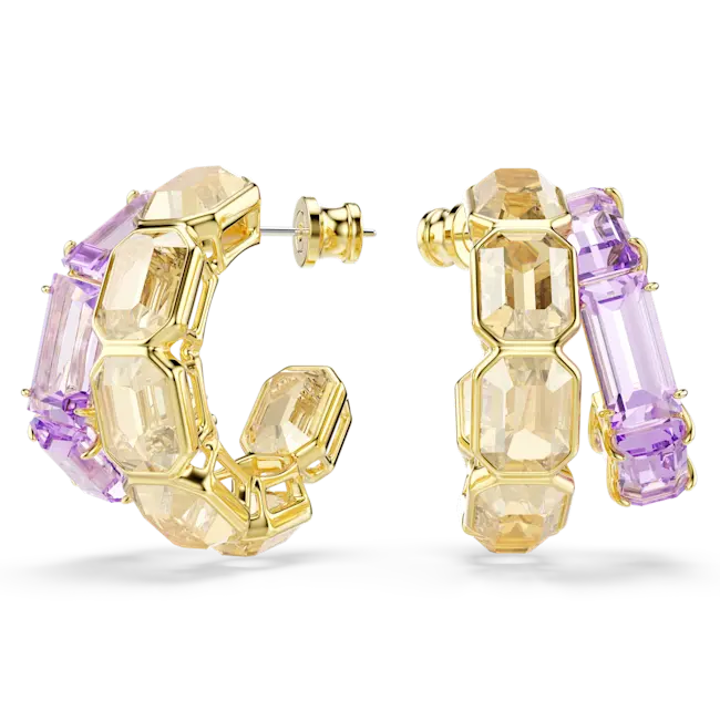 Swarovski Millenia Hoop Earrings Mixed Cuts Multicolored Gold-Tone Plated