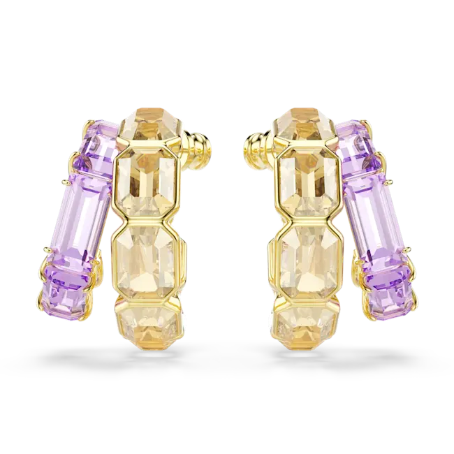 Swarovski Millenia Hoop Earrings Mixed Cuts Multicolored Gold-Tone Plated