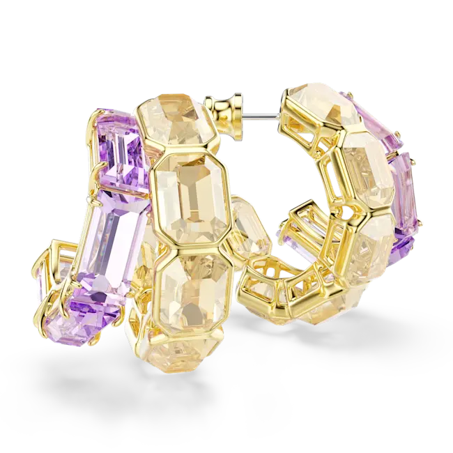 Swarovski Millenia Hoop Earrings Mixed Cuts Multicolored Gold-Tone Plated