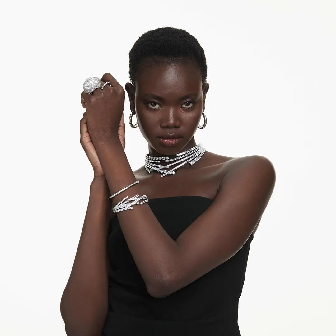 Swarovski Matrix Choker Mixed Cuts White Rhodium Plated