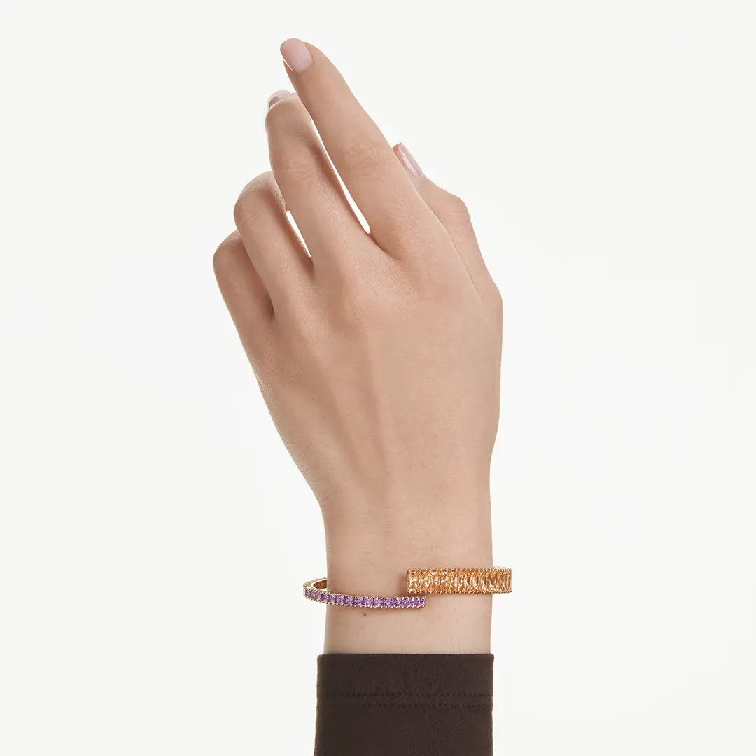 Swarovski Matrix Bangle Mixed Cuts Multi-Coloured Gold-Tone Plated