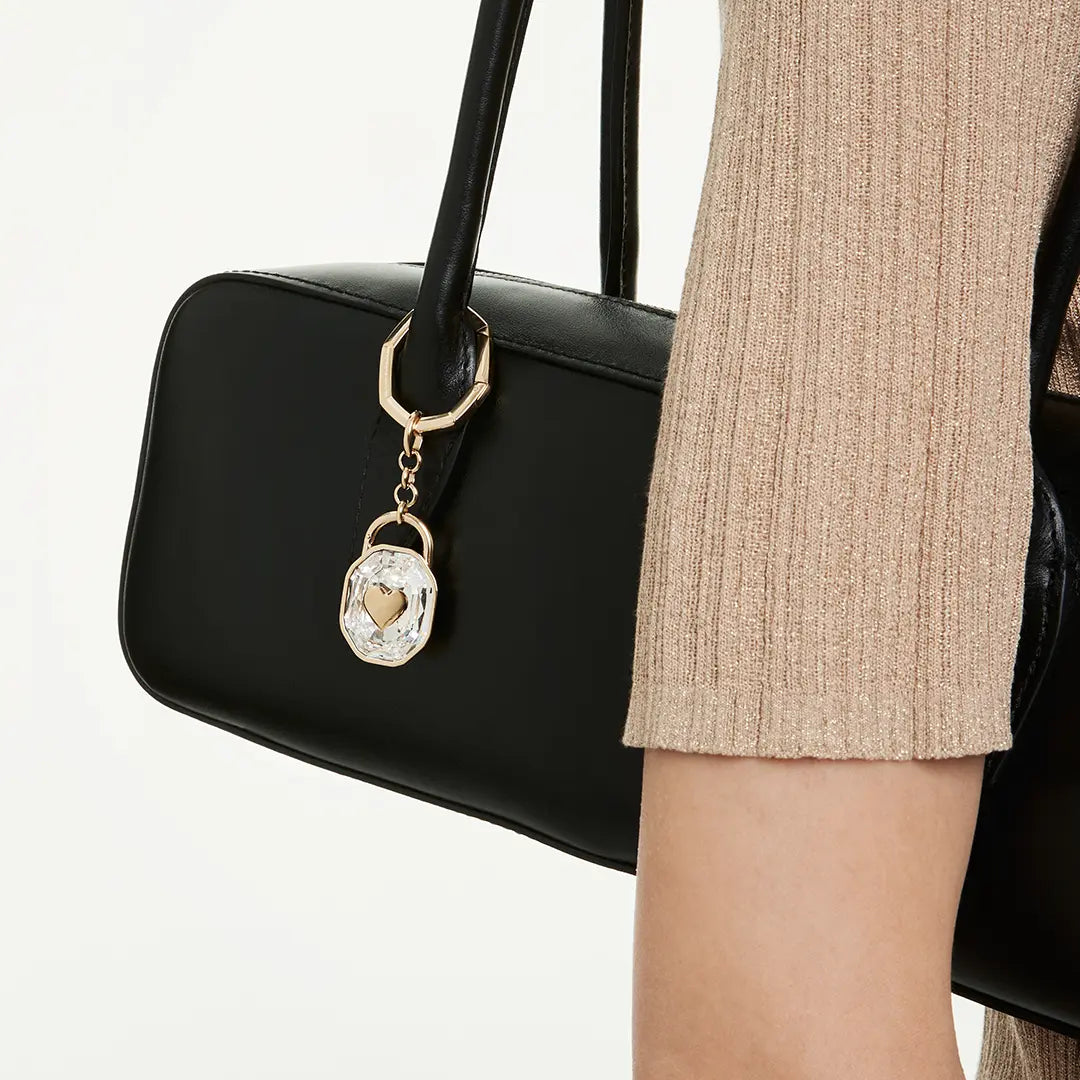 Swarovski Key Ring Oval Cut White Gold-Tone Plated