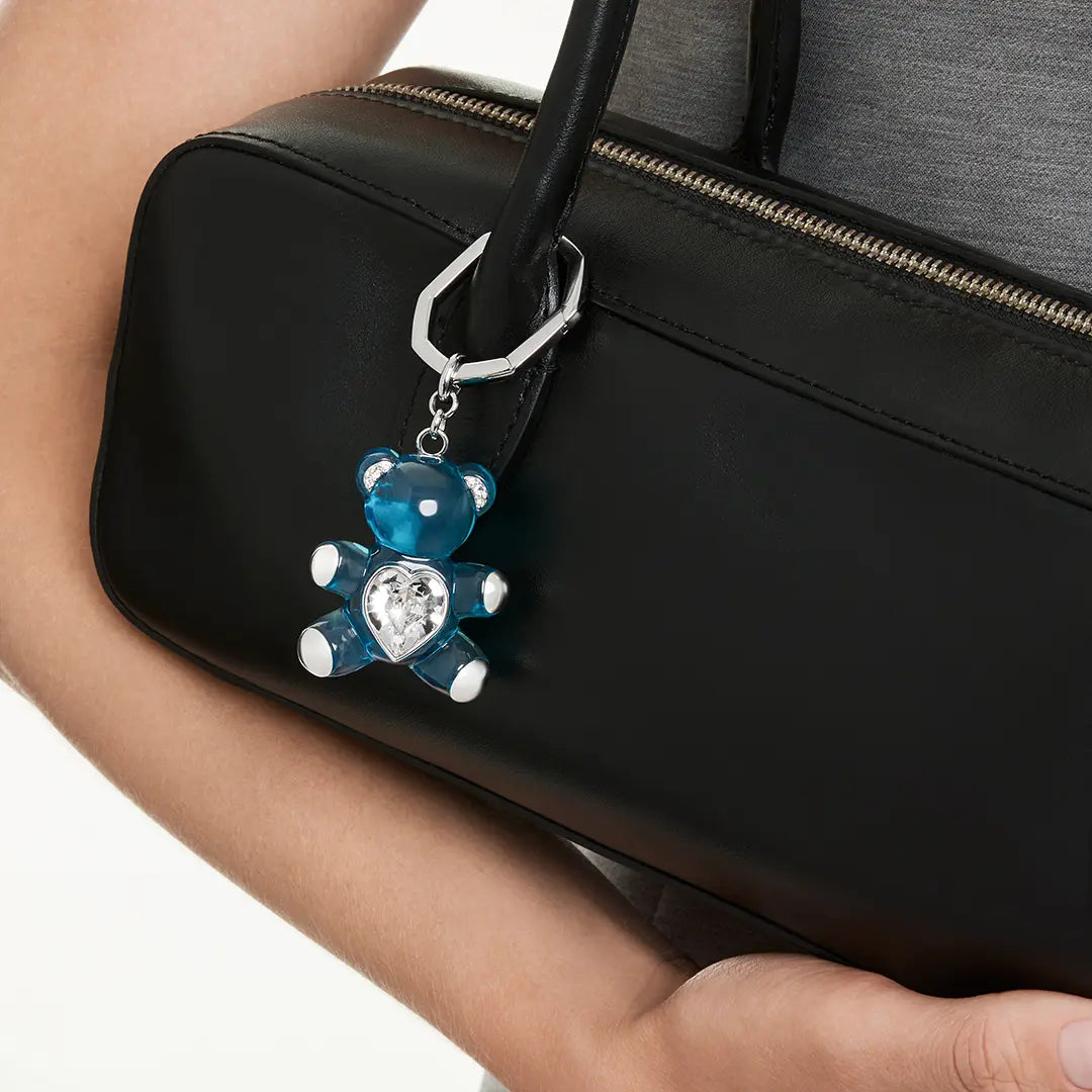 Swarovski Teddy Key Ring Bear Blue Rhodium plated